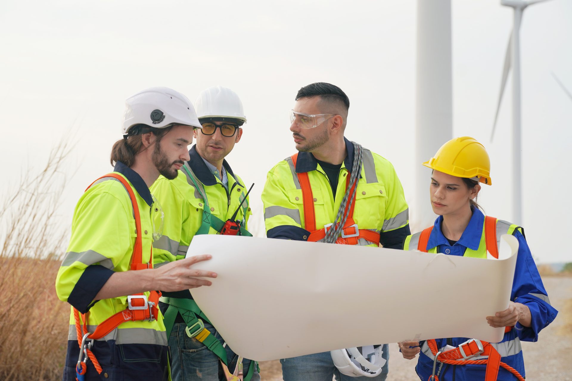 Site management team overseeing a construction project